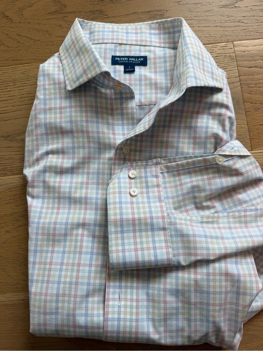 Peter Millar Pastel Plaid Button-Down Shirt in Blue, Pink, Cream